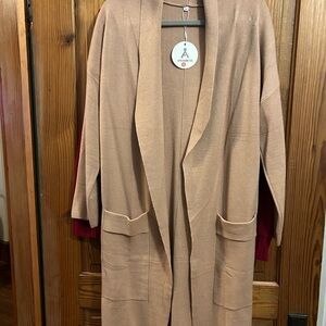 Elegant Tan Open Front Cardigan